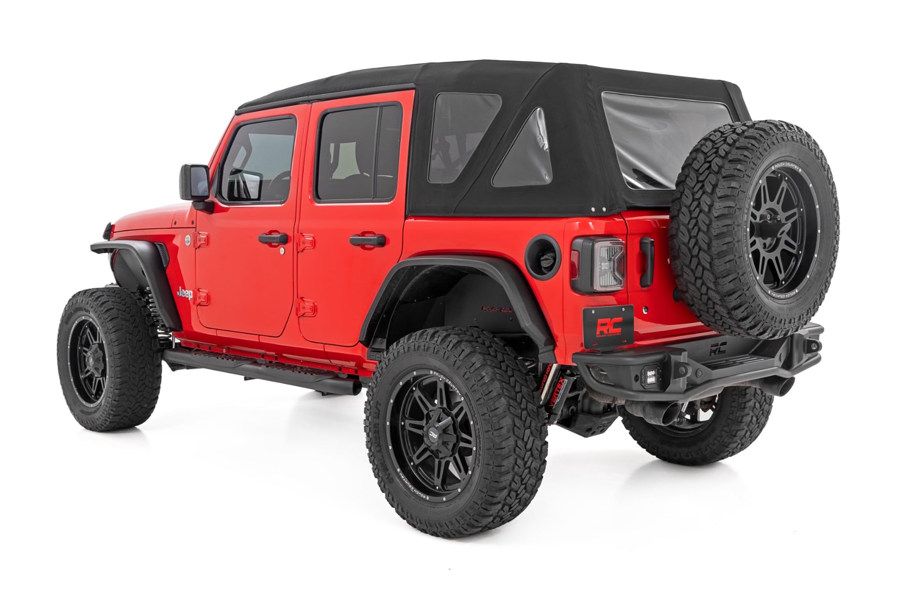 Oval Nerf Steps 4 Door Black Jeep Wrangler Unlimited 4WD (2018-2026) Rough Country-2