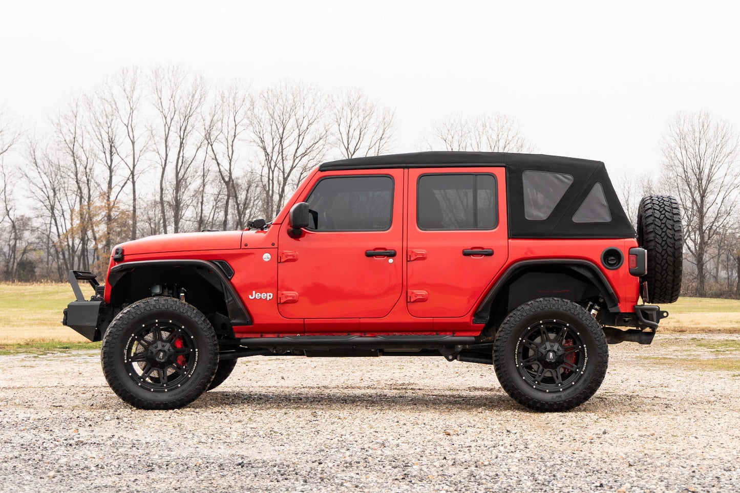 Oval Nerf Steps 4 Door Black Jeep Wrangler Unlimited 4WD (2018-2026) Rough Country-5