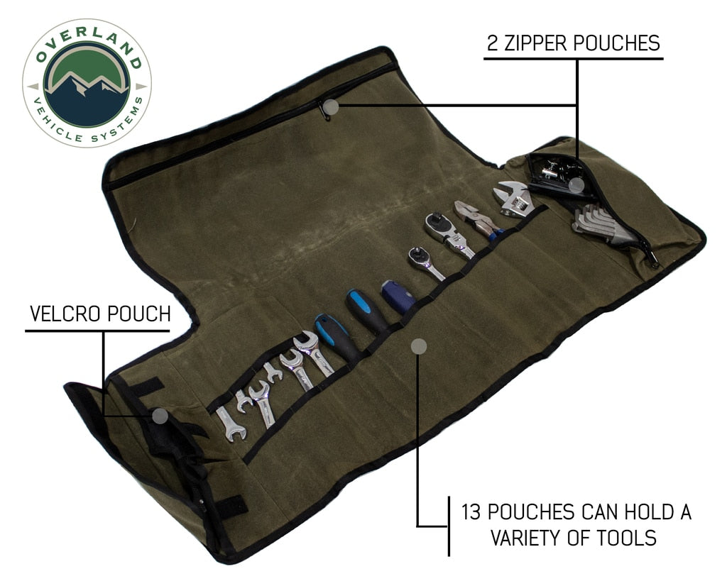 Overland Vehicle Systems Rolled General Tool Storage Bag - Waxed Canvas Overland Vehicle Systems