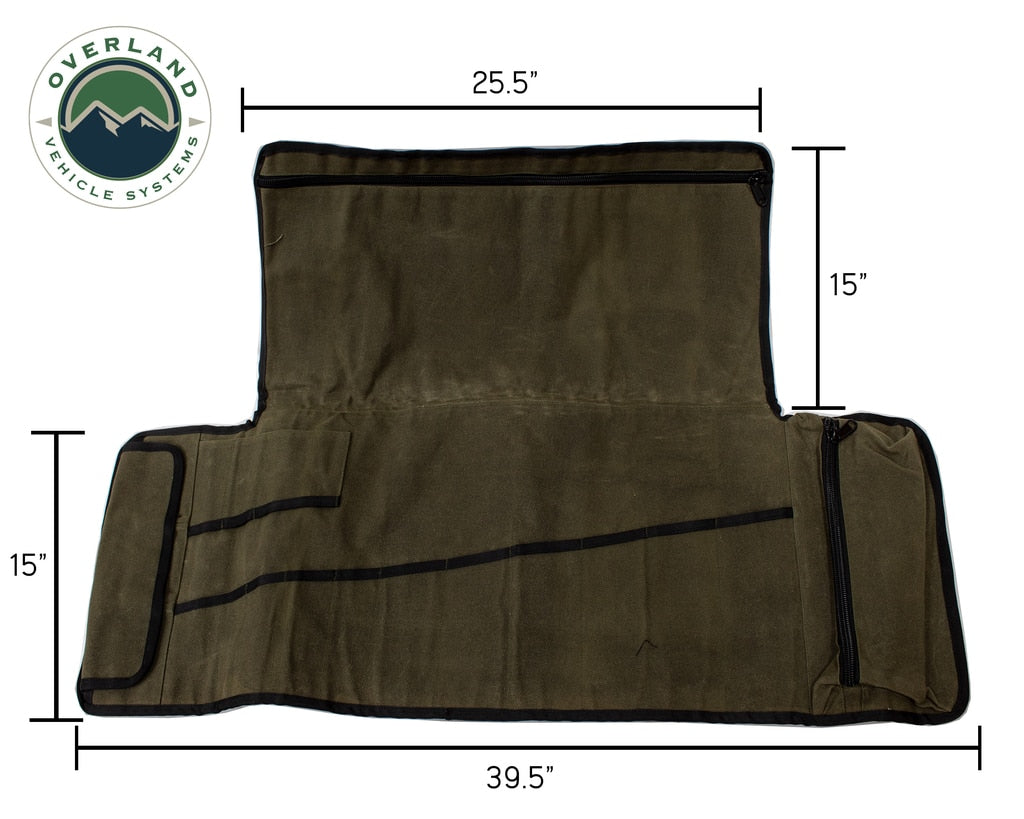 Overland Vehicle Systems Rolled General Tool Storage Bag - Waxed Canvas Overland Vehicle Systems