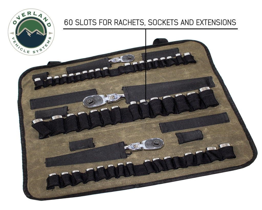 Overland Vehicle Systems Rolled Socket Organizer Storage Bag - #16 Waxed Canvas Overland Vehicle Systems