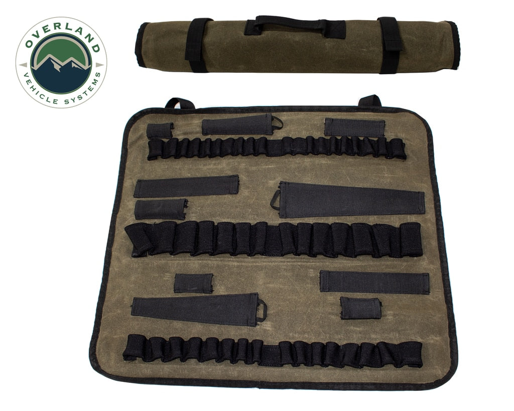 Overland Vehicle Systems Rolled Socket Organizer Storage Bag - #16 Waxed Canvas Overland Vehicle Systems