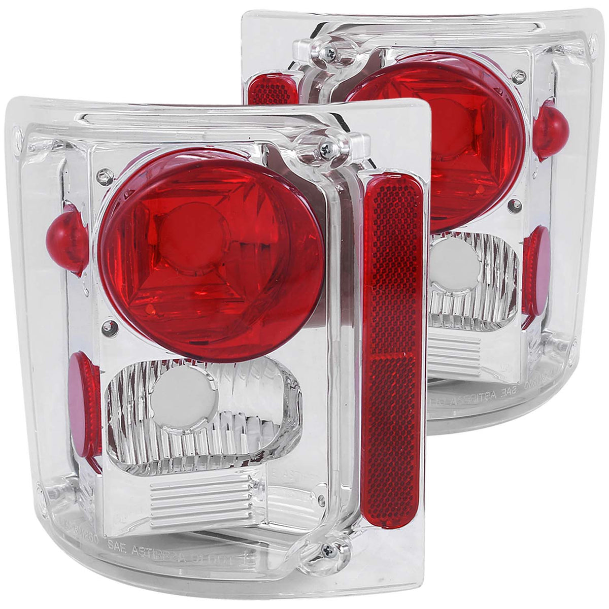 Tail Light Set Clear Lens Chrome Housing Pair Chevy/GMC Trucks/SUVs 1970-1991 AnzoUSA
