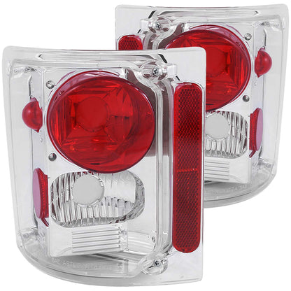 Tail Light Set Clear Lens Chrome Housing Pair Chevy/GMC Trucks/SUVs 1970-1991 AnzoUSA