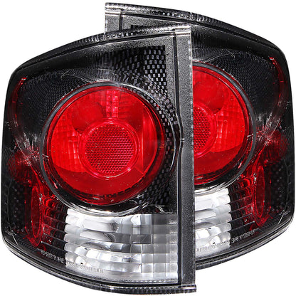 Tail Light Set Clear/Red Lens Carbon Housing 3D Style Pair S10/Sonoma 1994-2004 AnzoUSA