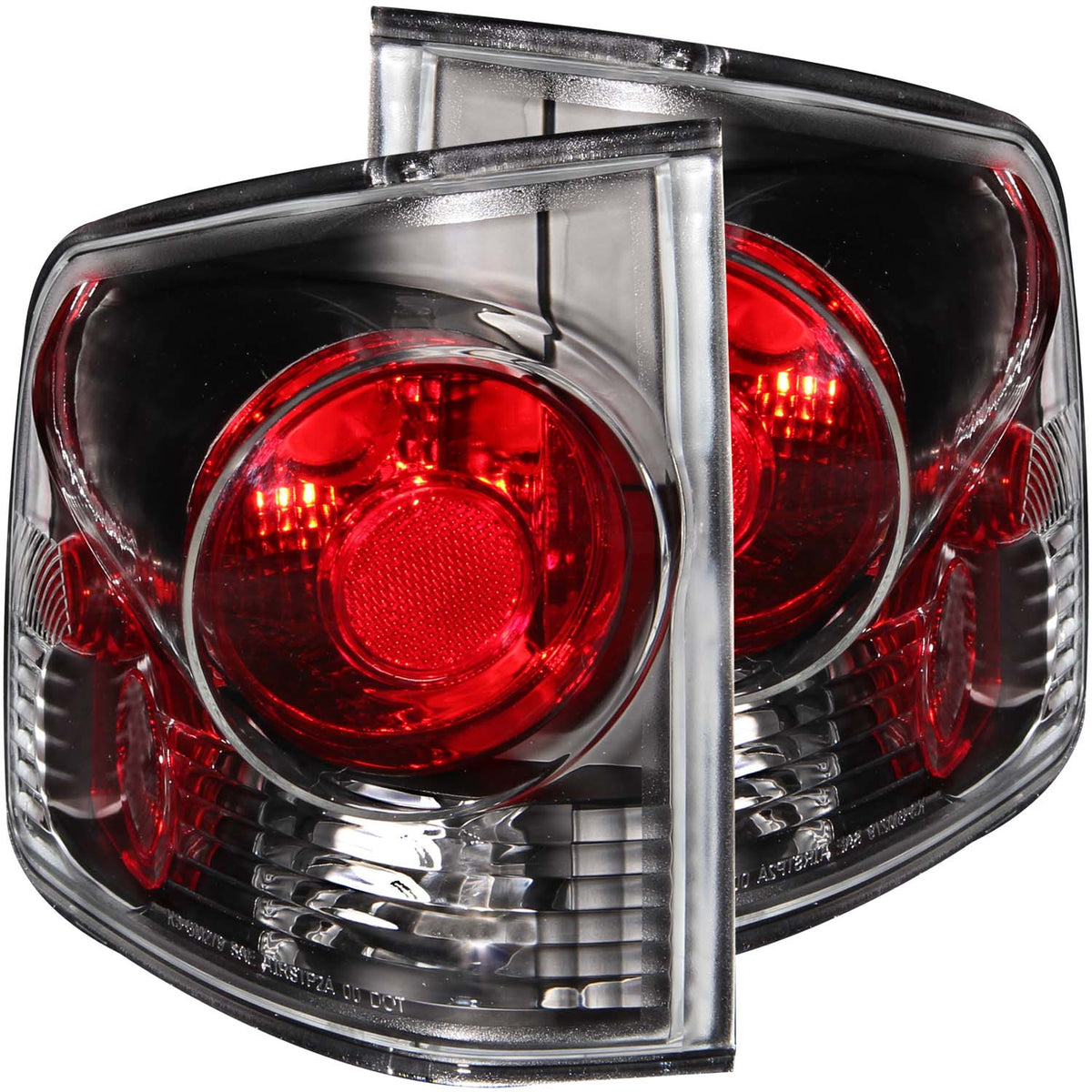 Tail Light Set Clear/Red Lens Black Housing 3D Style Pair S10/Sonoma 1994-2004 AnzoUSA