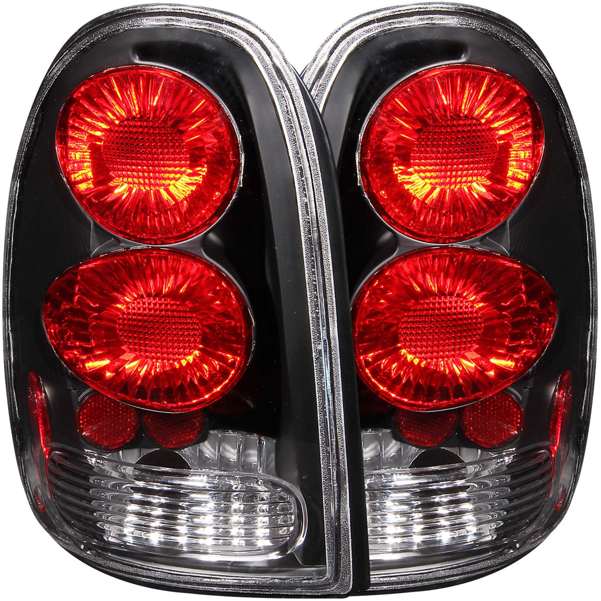 Tail Light Set Clear Lens Black Housing Pair Chrysler Town & Country 1996-2000, Dodge Caravan 1996-2000, Dodge Durango 1998-2003, Plymouth Voyager 1996-2000 AnzoUSA