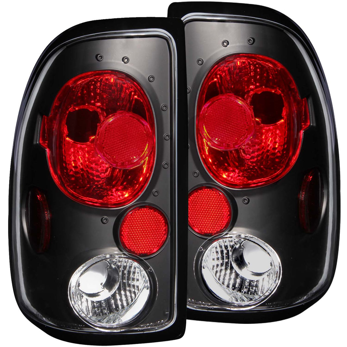 Tail Light Set Clear Lens Black Housing Pair Dodge Dakota 1997-2004 AnzoUSA