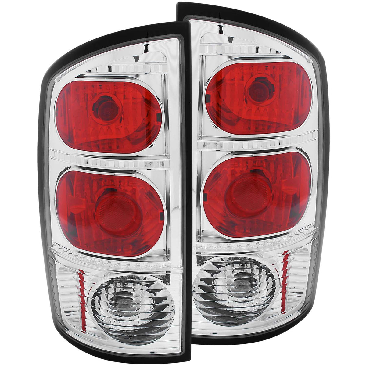 Tail Light Set Clear Lens Chrome Housing Pair Dodge Ram 1500 2002-2006, 2500/3500 2003-2006 AnzoUSA