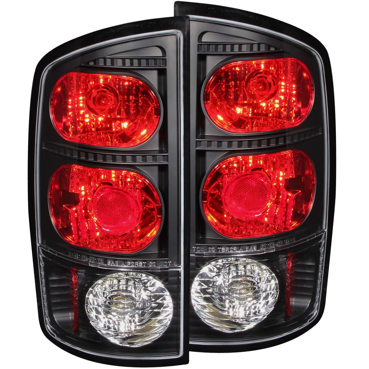 Tail Light Set Clear Lens Black Housing Pair Dodge Ram 1500 2002-2006, 2500/3500 2003-2006 AnzoUSA