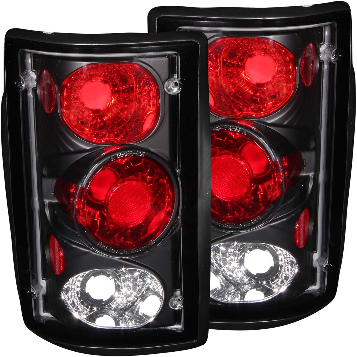 Tail Light Set Clear Lens Black Housing Pair This Is A 3 Bulb Housing Ford Trucks/SUVs 1995-2006 AnzoUSA
