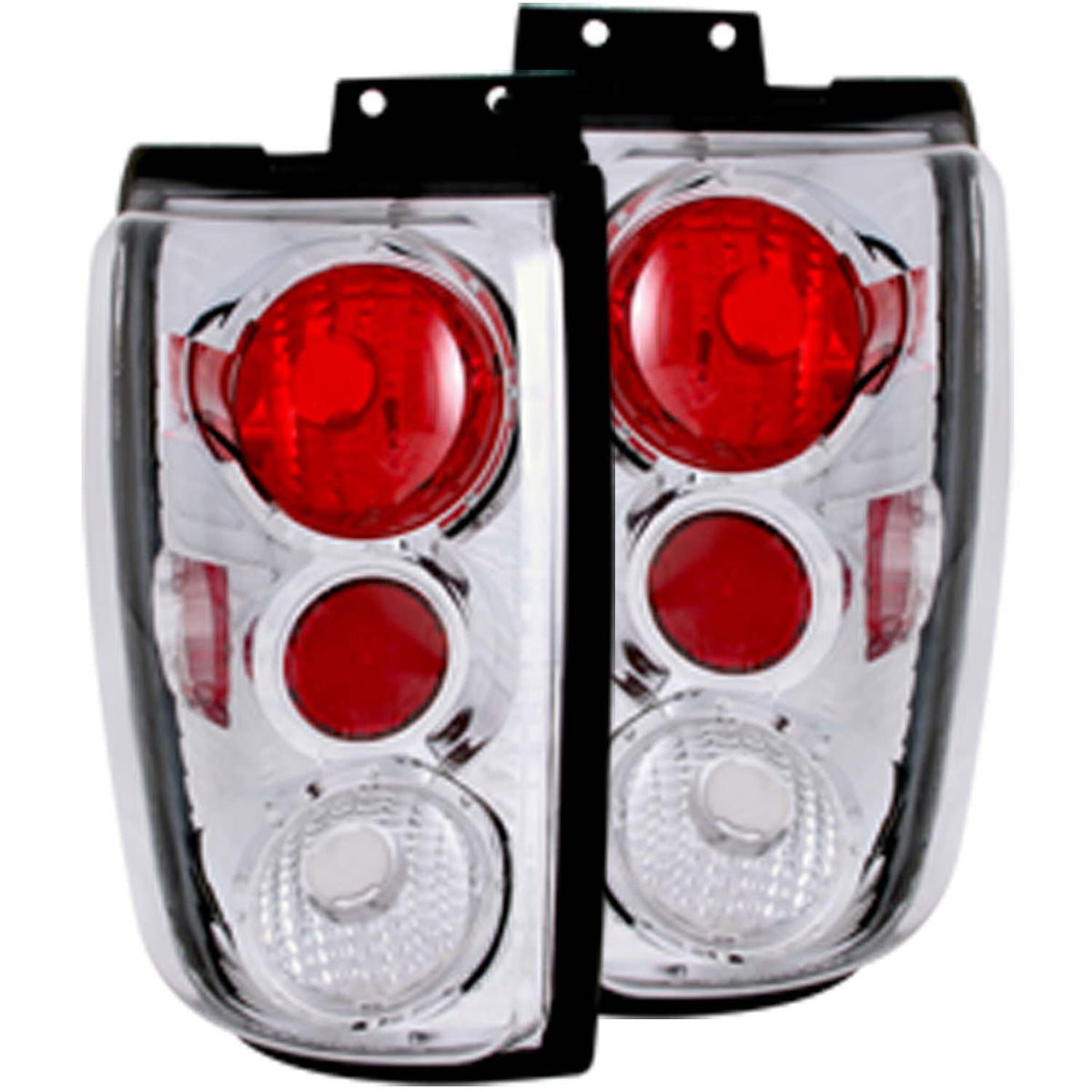 Tail Light Set Clear Lens Chrome Housing Pair Ford Expedition 1997-2002 AnzoUSA