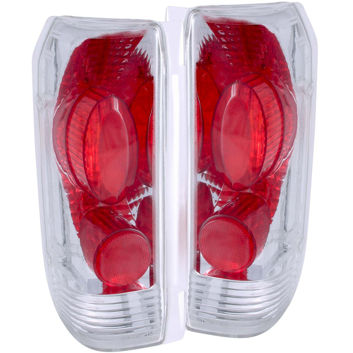 Tail Light Set Red/Clear Lens Chrome Housing Pair Does Not Fit F-250 Light Duty Models Ford Bronco 1988-1996, Ford F-150/F-250 1987-1996, Ford F-250 HD 1997, Ford F-350 1989-1998 AnzoUSA