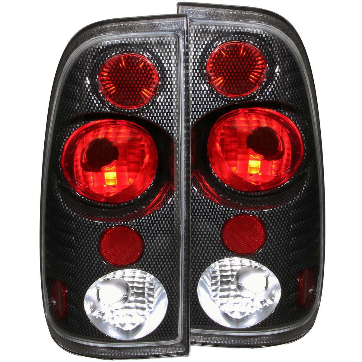 Tail Light Set Clear/Red Lens Carbon Housing Pair Does Not Fit Super Crew Models Ford F-150 1997-2003 Ford F-250 1997-1999, Ford F-250/F-350 Super Duty 1999-2007 AnzoUSA