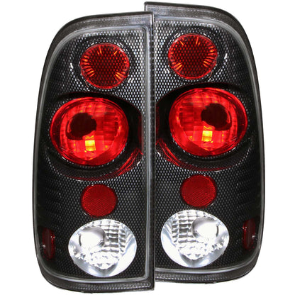 Tail Light Set Clear/Red Lens Carbon Housing Pair Does Not Fit Super Crew Models Ford F-150 1997-2003 Ford F-250 1997-1999, Ford F-250/F-350 Super Duty 1999-2007 AnzoUSA