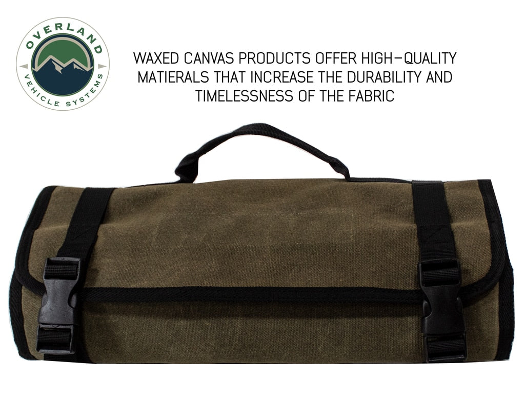 Overland Vehicle Systems Rolled Bag First Aid - Waxed Canvas First Aid Bag for Car Overland Vehicle Systems
