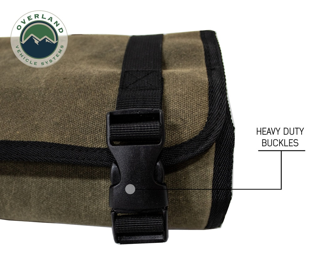 Overland Vehicle Systems Rolled Bag First Aid - Waxed Canvas First Aid Bag for Car Overland Vehicle Systems