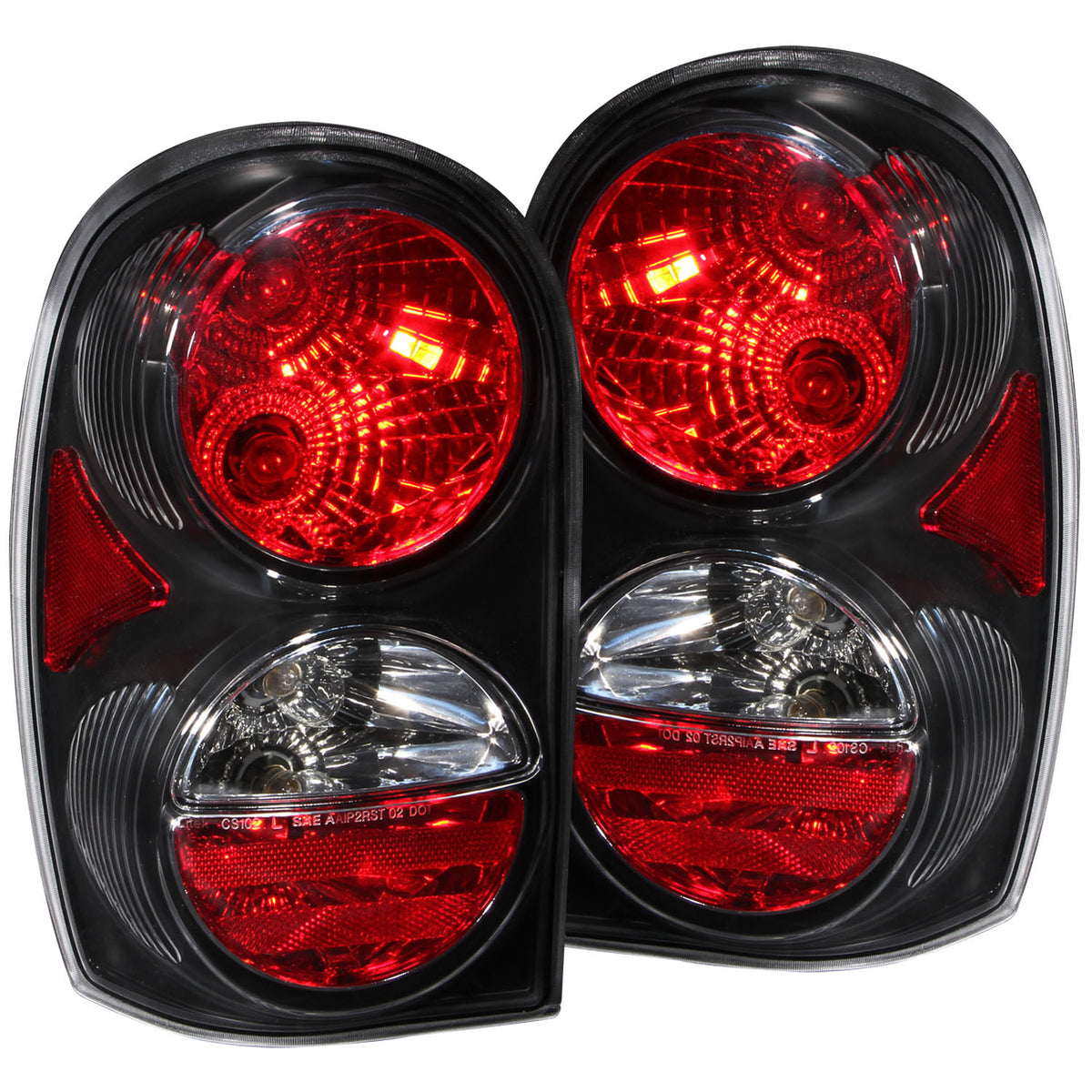 Tail Light Set Clear Lens Black Housing Pair Jeep Liberty 2002-2007 AnzoUSA
