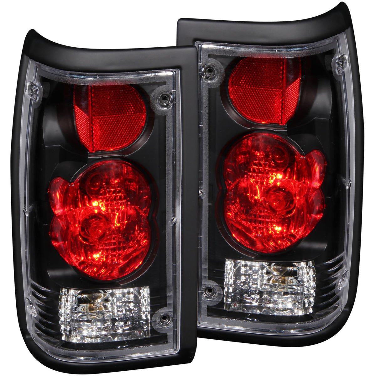 Tail Light Set Clear Lens Black Housing Pair Mazda B2000 1986-1987, Mazda B2200/B2600 1987-1993 AnzoUSA