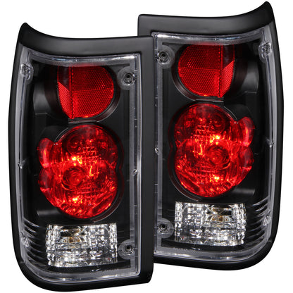 Tail Light Set Clear Lens Black Housing Pair Mazda B2000 1986-1987, Mazda B2200/B2600 1987-1993 AnzoUSA