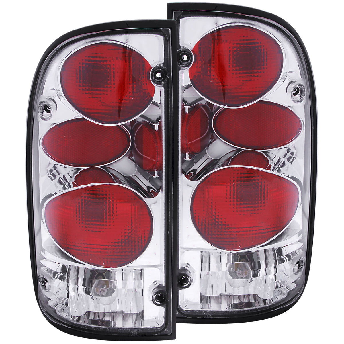 Tail Light Set Chrome Housing Pair Clear Lens Toyota Tacoma 1995-2000 AnzoUSA