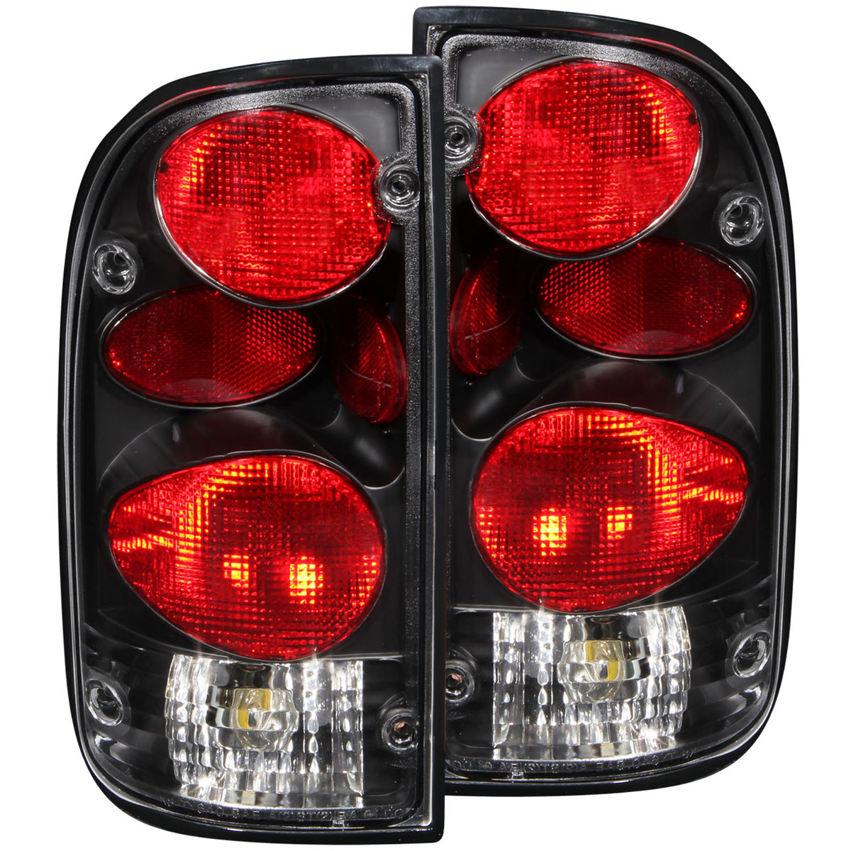 Tail Light Set Clear Lens Black Housing Pair Toyota Tacoma 1995-2000 AnzoUSA