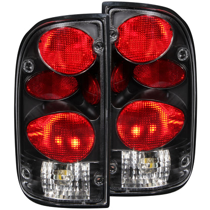 Tail Light Set Clear Lens Black Housing Pair Toyota Tacoma 1995-2000 AnzoUSA