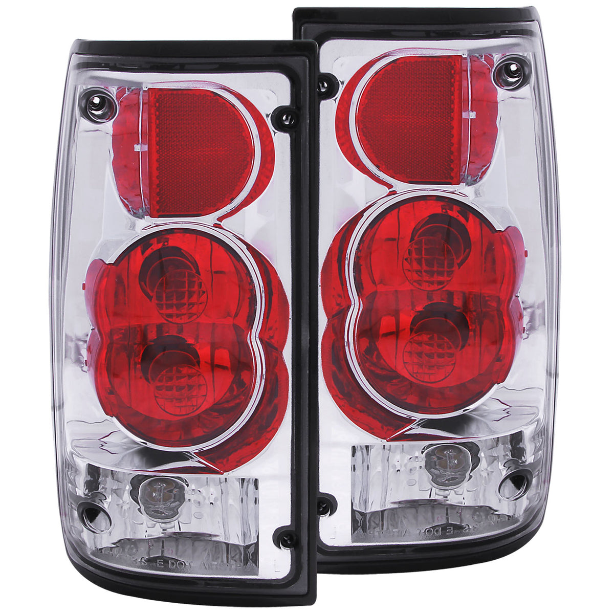 Tail Light Set Clear Lens Chrome Housing Pair Toyota Pickup 1989-1995 AnzoUSA