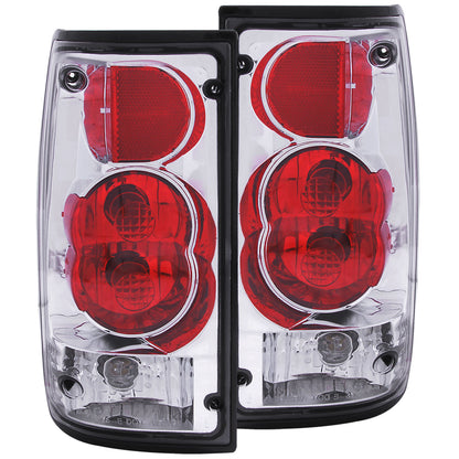 Tail Light Set Clear Lens Chrome Housing Pair Toyota Pickup 1989-1995 AnzoUSA