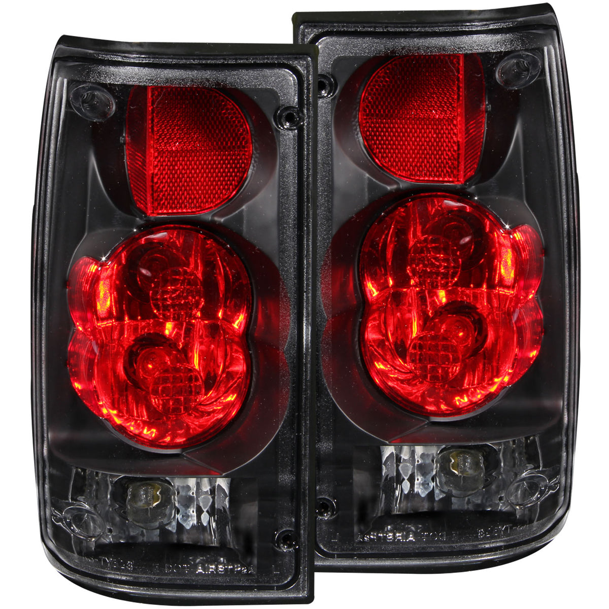 Tail Light Set Clear Lens Black Housing Pair Toyota Pickup 1989-1995 AnzoUSA