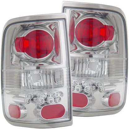 Tail Light Set Clear Lens Chrome Housing Pair Does Not Fit Flareside Or Stepside Models Ford F-150 2004-2008 AnzoUSA