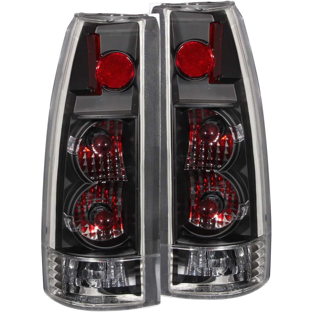 Tail Light Set 17 Inch L X 15 Inch W X 6 Inch H Clear Lens Black Housing Pair Chevy/GMC/Cadillac Trucks/SUVs 1988-2000 AnzoUSA