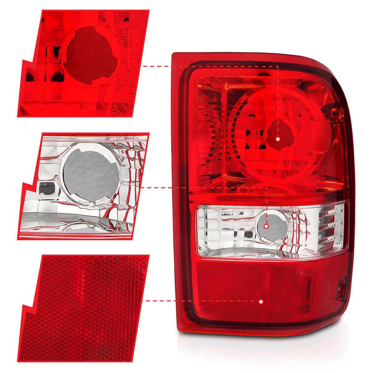 Tail Light Set Red/Clear Lens Pair (OE Replacement) Ford Ranger 2001-2011 AnzoUSA-2