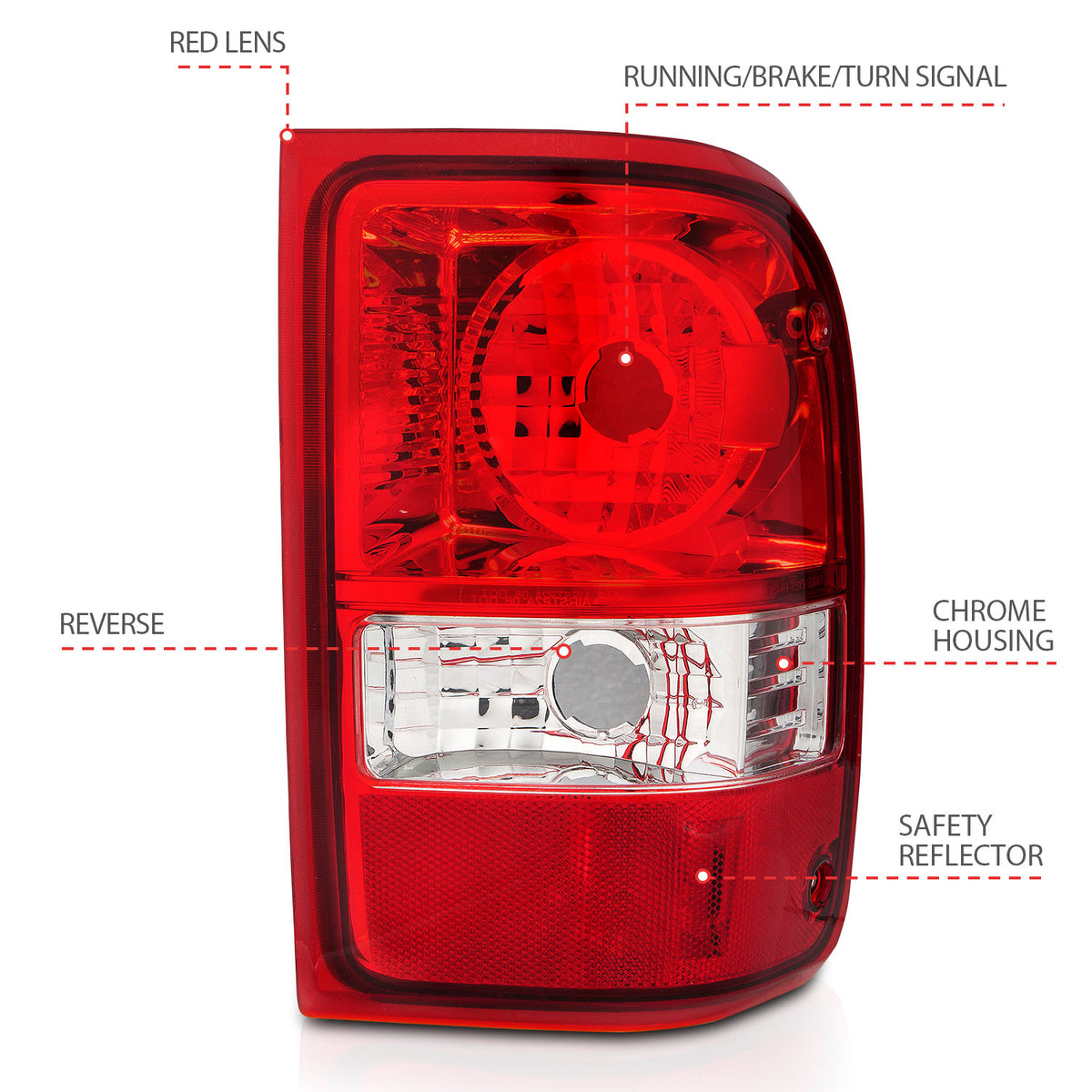 Tail Light Set Red/Clear Lens Pair (OE Replacement) Ford Ranger 2001-2011 AnzoUSA-3