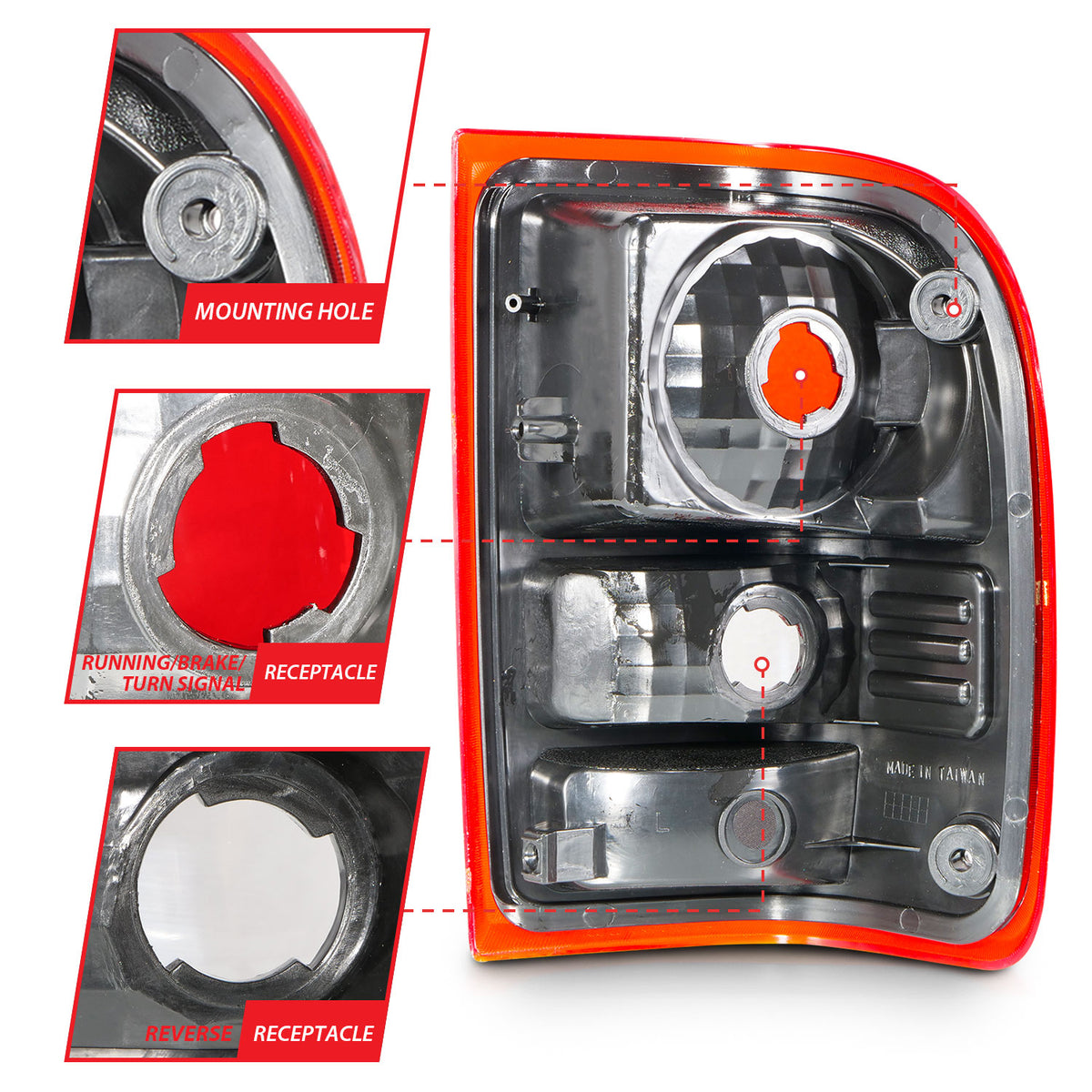 Tail Light Set Red/Clear Lens Pair (OE Replacement) Ford Ranger 2001-2011 AnzoUSA-4