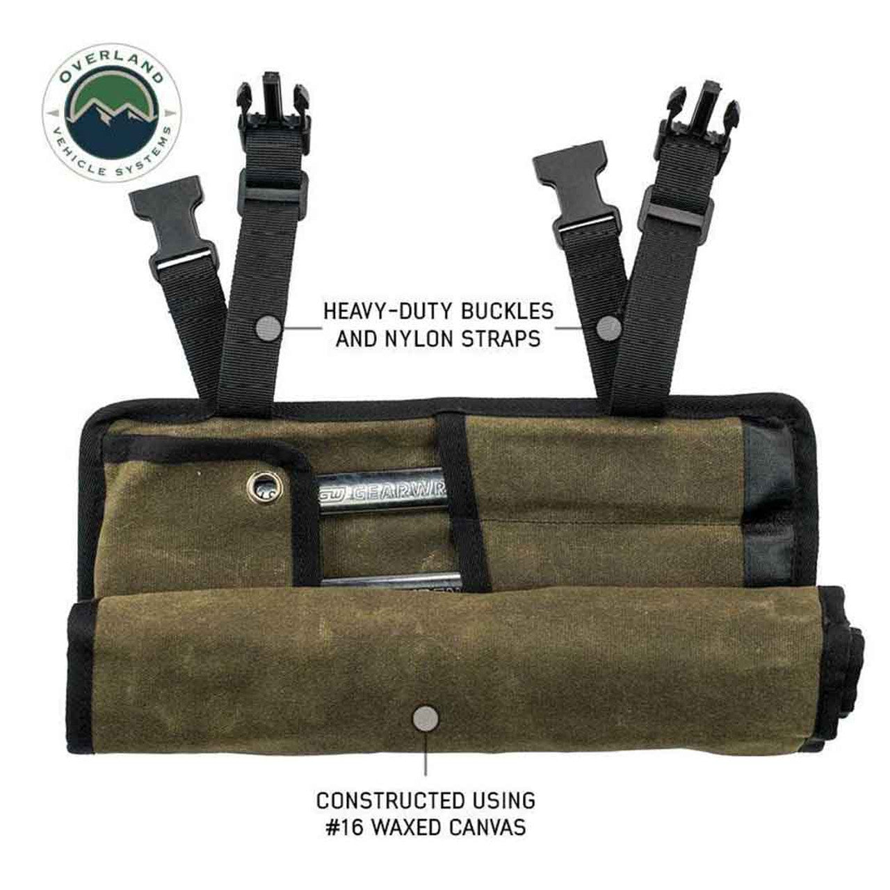 Overland Vehicle Systems Small Wrench Tool Roll (12 Slot) Number 16 Waxed Canvas Overland Vehicle Systems