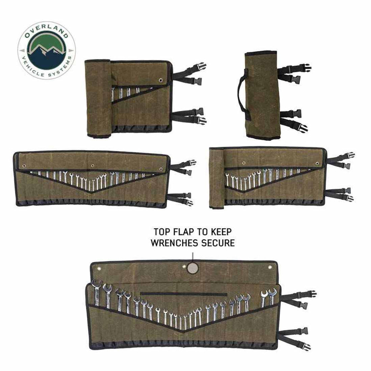 Overland Vehicle Systems Small Wrench Tool Roll (12 Slot) Number 16 Waxed Canvas Overland Vehicle Systems