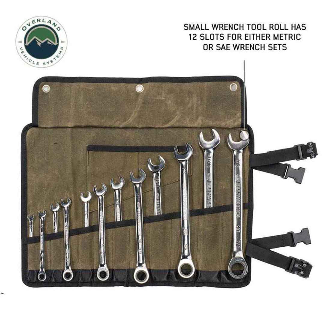 Overland Vehicle Systems Large Wrench Tool Roll (24 Slot) Number 16 Waxed Canvas Overland Vehicle Systems