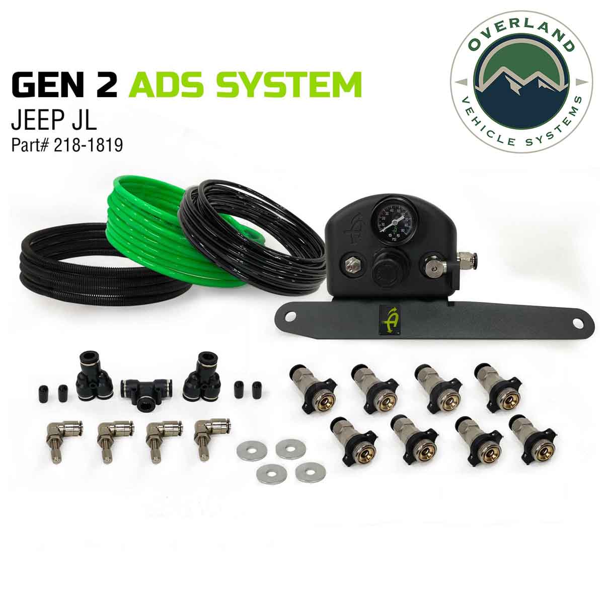 Jeep JK Tire Inflator System 4 Tire For 18-25 Jeep Wrangler 2/4 Door W/Engine Mount With Box, Fittings, Hoses and Storage Bag Black Up Down Air-3