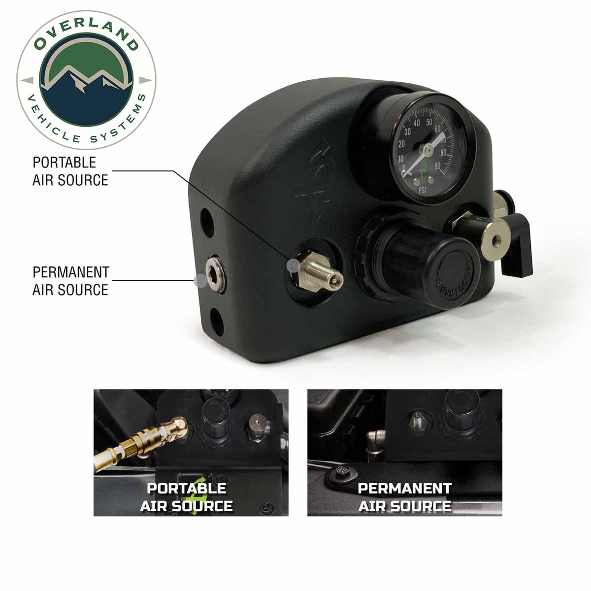 Jeep JK Tire Inflator System 4 Tire For 18-25 Jeep Wrangler 2/4 Door W/Engine Mount With Box, Fittings, Hoses and Storage Bag Black Up Down Air-4