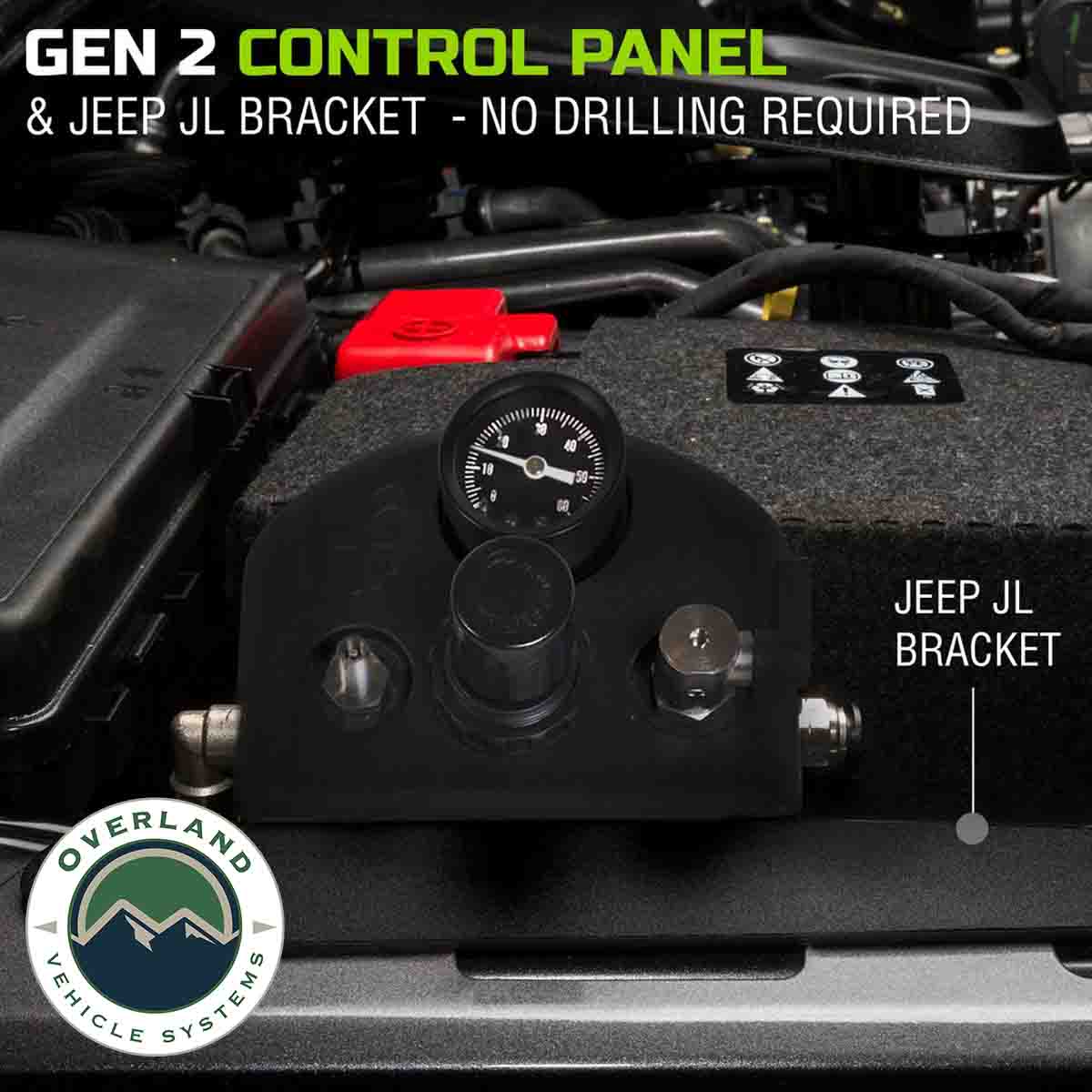 Jeep JK Tire Inflator System 4 Tire For 18-25 Jeep Wrangler 2/4 Door W/Engine Mount With Box, Fittings, Hoses and Storage Bag Black Up Down Air-5