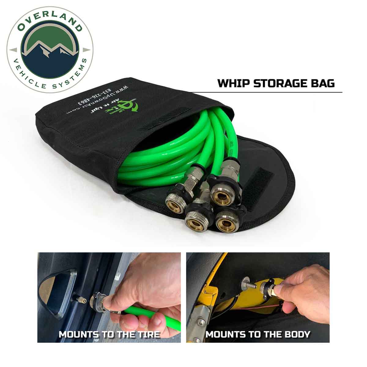 Jeep JK Tire Inflator System 4 Tire For 18-25 Jeep Wrangler 2/4 Door W/Engine Mount With Box, Fittings, Hoses and Storage Bag Black Up Down Air-9