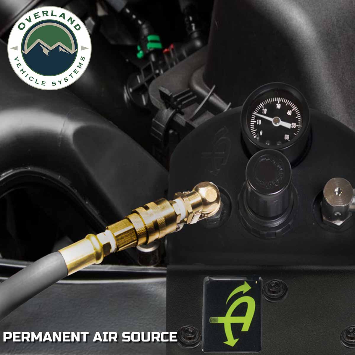Jeep JK Tire Inflator System 4 Tire For 18-25 Jeep Wrangler 2/4 Door W/Engine Mount With Box, Fittings, Hoses and Storage Bag Black Up Down Air-11