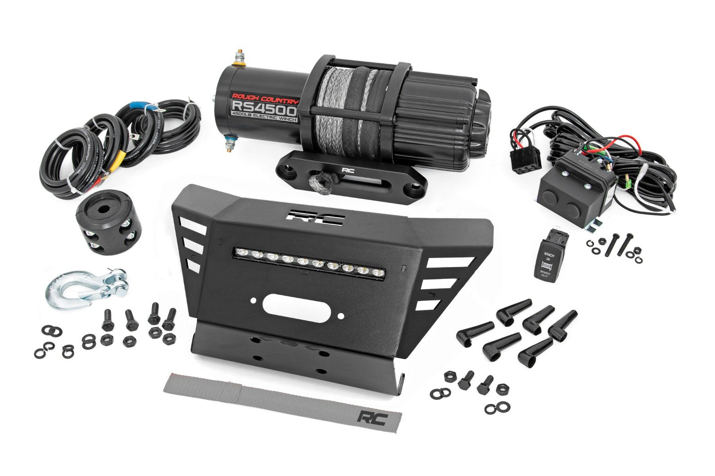 Winch Plate | 4500-LB Winch | 10" Black Slimline | Honda Pioneer 520 Rough Country