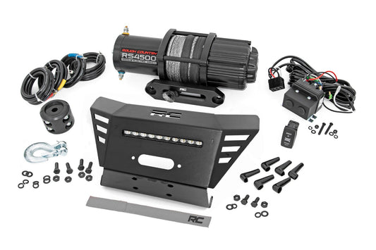 Winch Plate | 4500-LB Winch | 10" Black Slimline | Honda Pioneer 520 Rough Country
