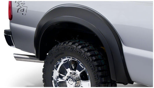 Black Extendafender Style Smooth Finish Rear Fender Flares For 1992-2014 Ford E-150, E-250 To E-550 Super Duty Bushwacker
