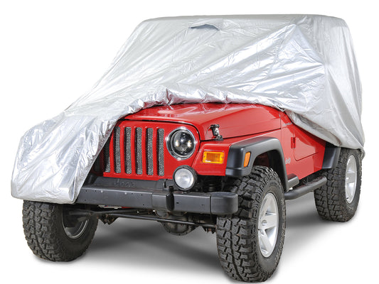 R Multiguard All Weather, Rain or Shine, Custom Vehicle Covers (includes lock, cable and storage bag) for 1987-1995 Jeep Wrangler YJ, 1976-1983 Jeep CJ5, 1976-1986 Jeep CJ7, 1997-2006 Jeep Wrangler TJ, Silver Rampage