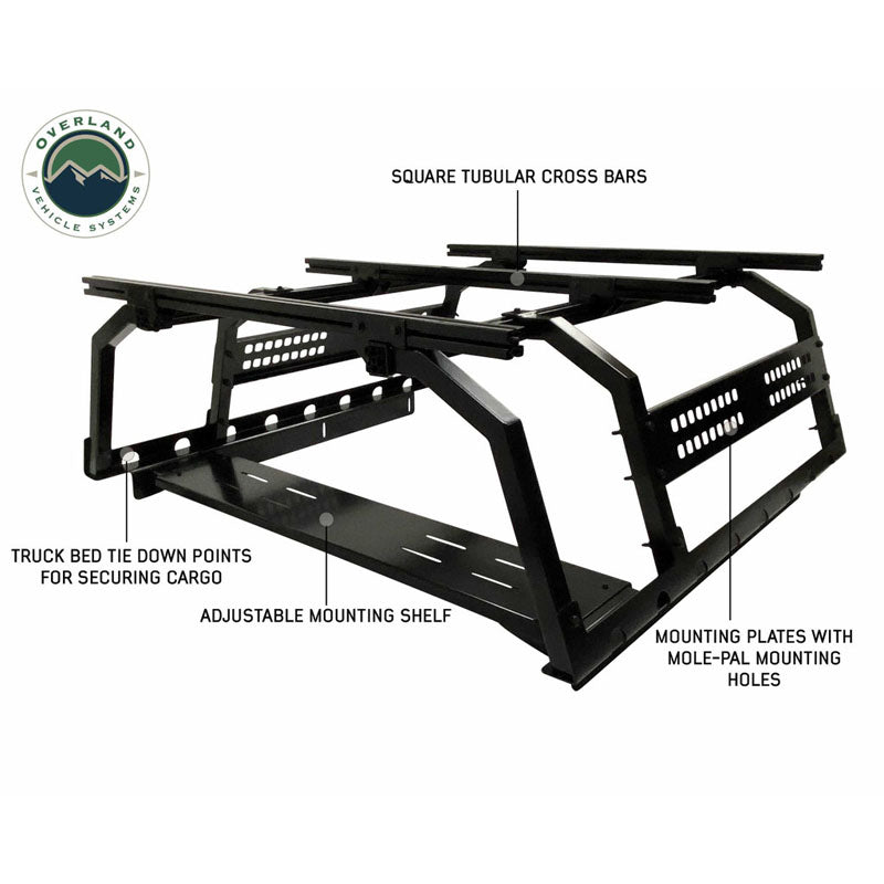 Overland Vehicle Systems Discovery Rack with Side Cargo Plates, With Front Cargo Tray Overland Vehicle Systems
