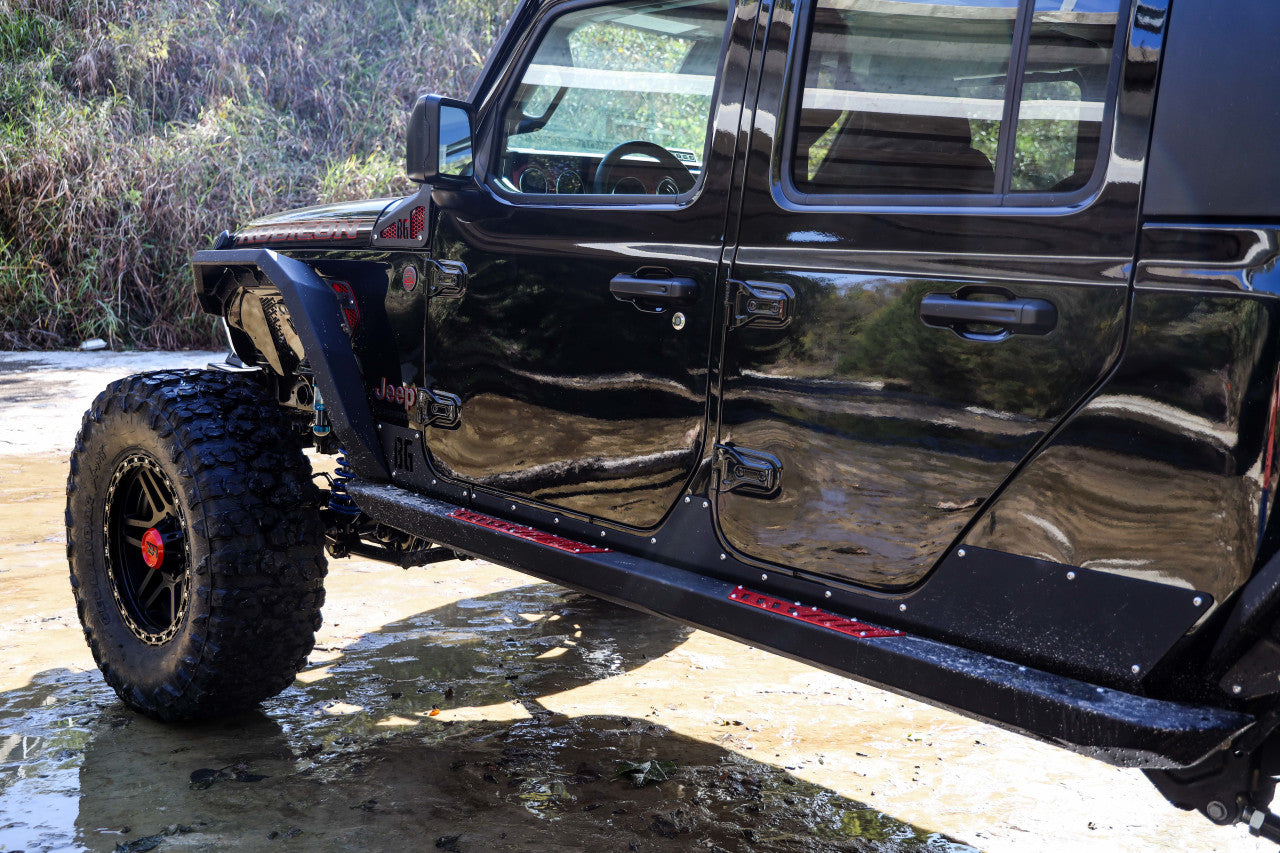 Jeep Rock Sliders 2020-2025 Jeep Gladiator Sliders with Body Cladding 4 Door Bodyguard Bumpers-2