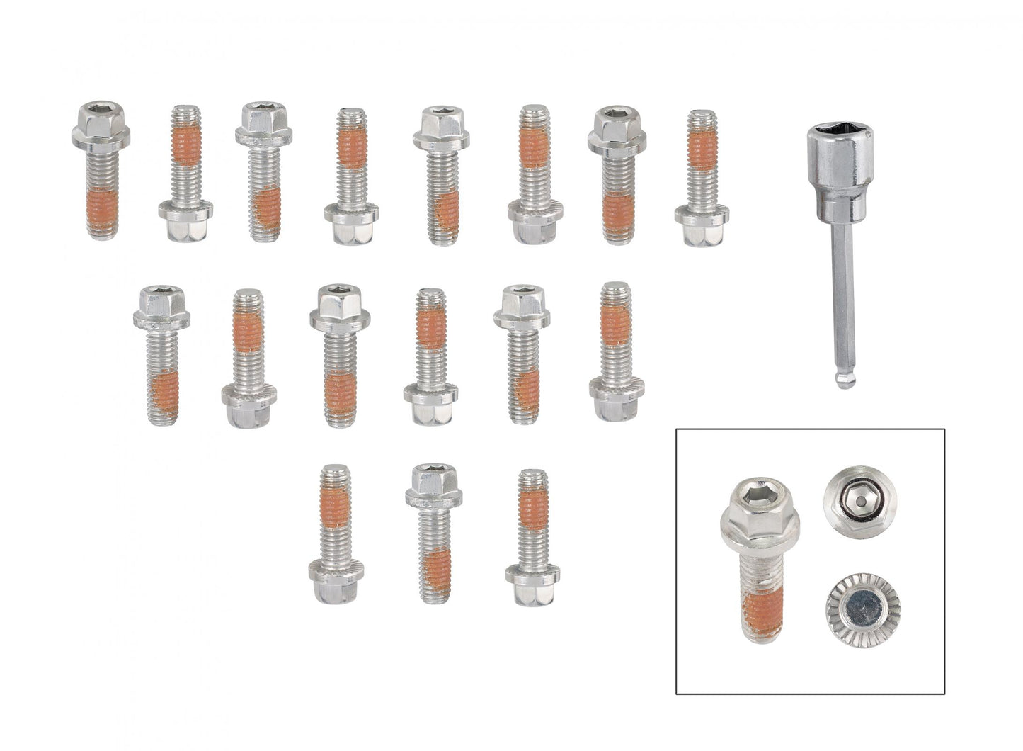 Headlock Locking Header Bolts M8-1.25 x 25mm Set of 17 Fits 1991-up Ford 4.6L/5.4L and 2003-up Chrysler 5.7L/6.1L/6.4L Gen III Hemi Mr Gasket